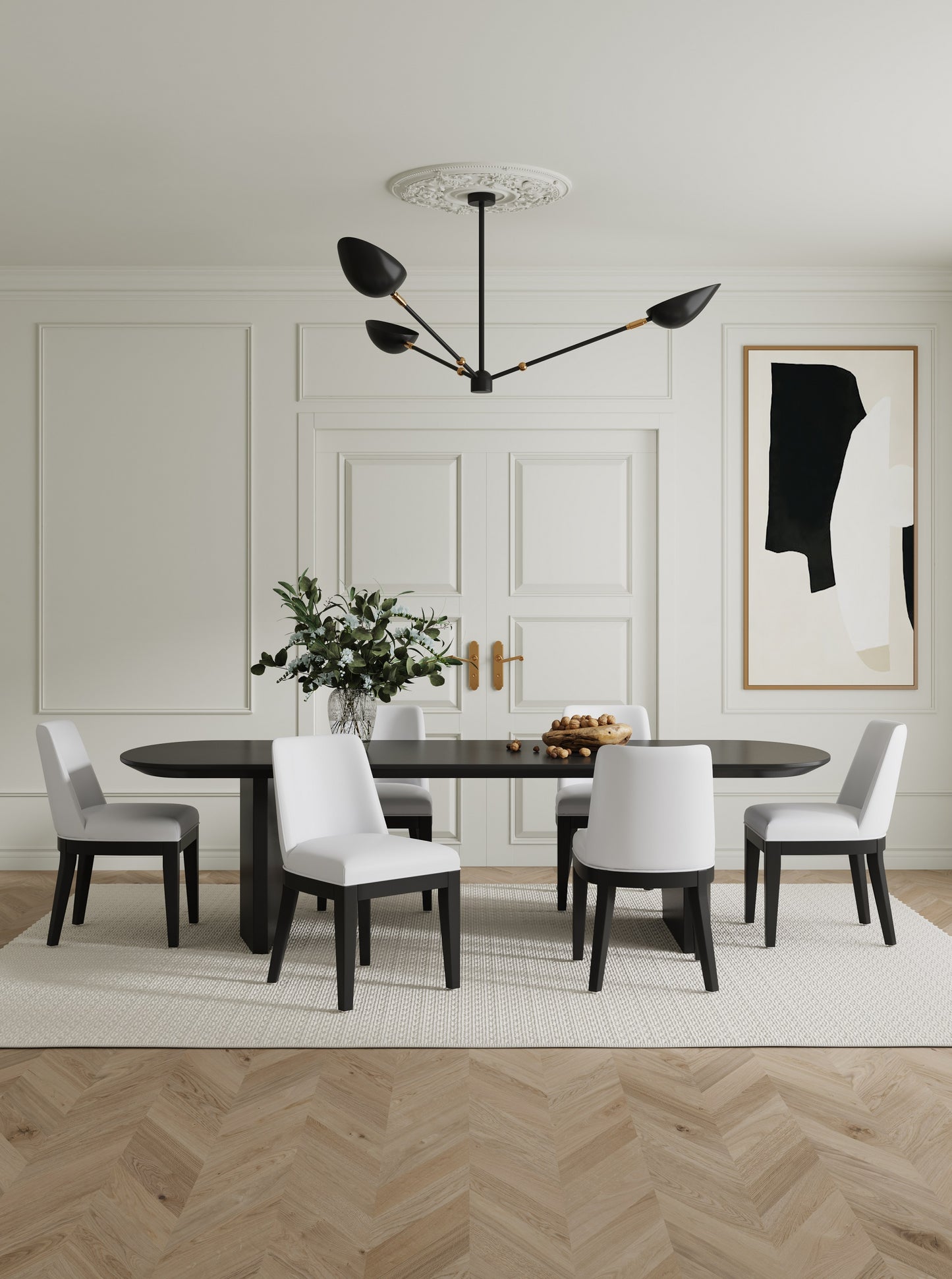 Gansevoort Modern Wood Vegan Leather Dining Chair in Ivory - Set of 2 DC051-CR
