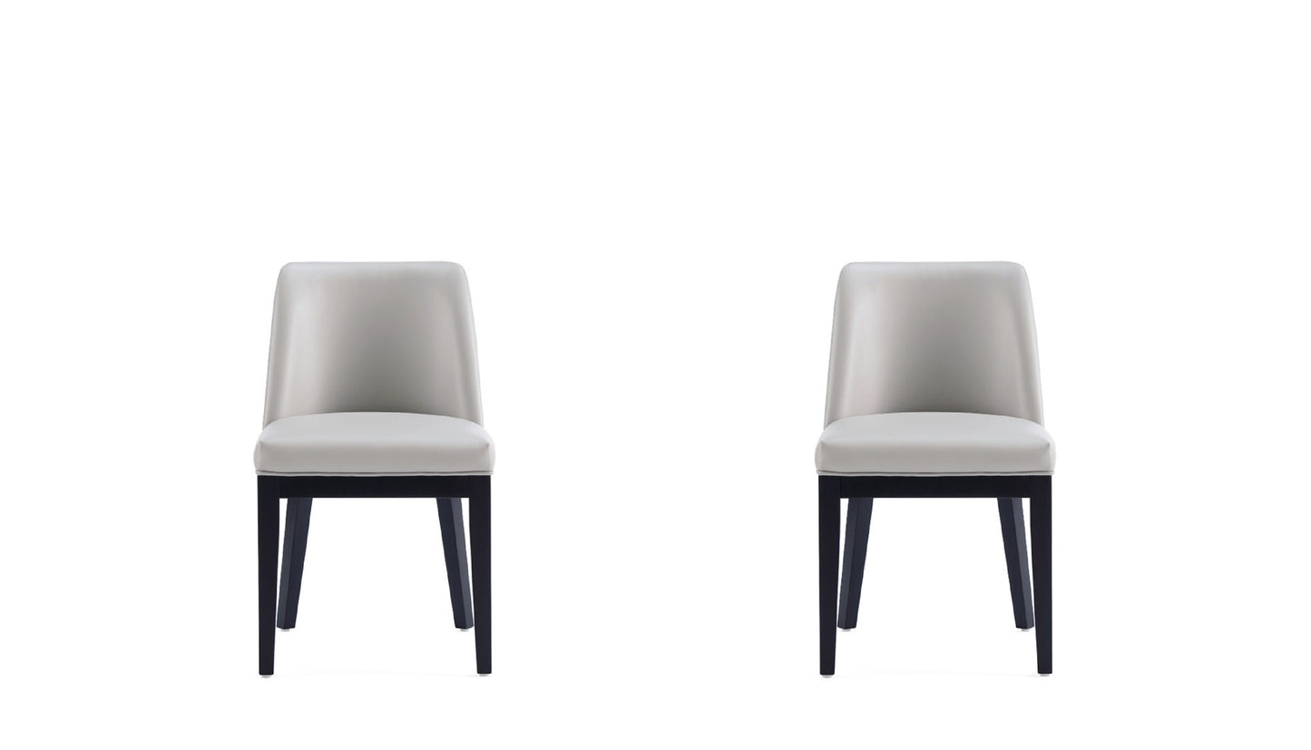 Gansevoort Modern Wood Vegan Leather Dining Chair in Light Gray - Set of 2 DC051-LG