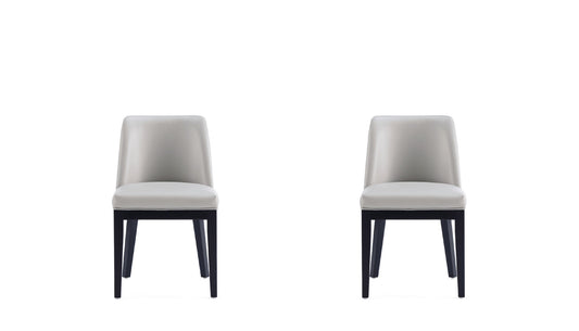 Gansevoort Modern Wood Vegan Leather Dining Chair in Light Gray - Set of 2 DC051-LG
