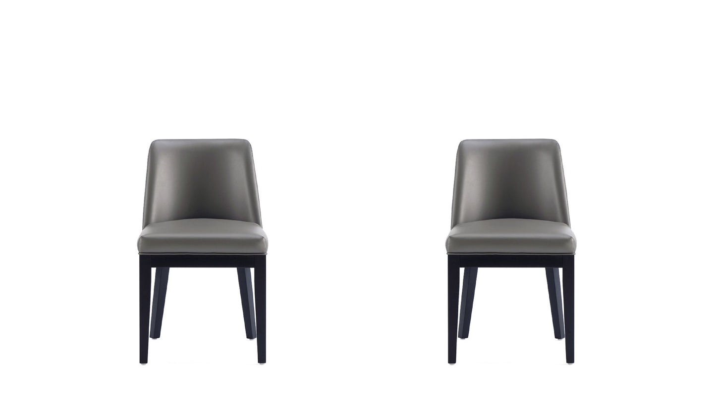 Gansevoort Modern Wood Vegan Leather Dining Chair in Graphite - Set of 2 DC051-PE