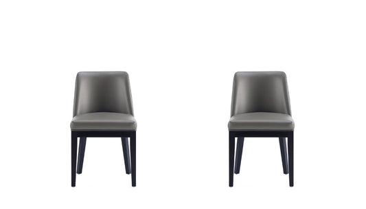 Gansevoort Modern Wood Vegan Leather Dining Chair in Graphite - Set of 2 DC051-PE