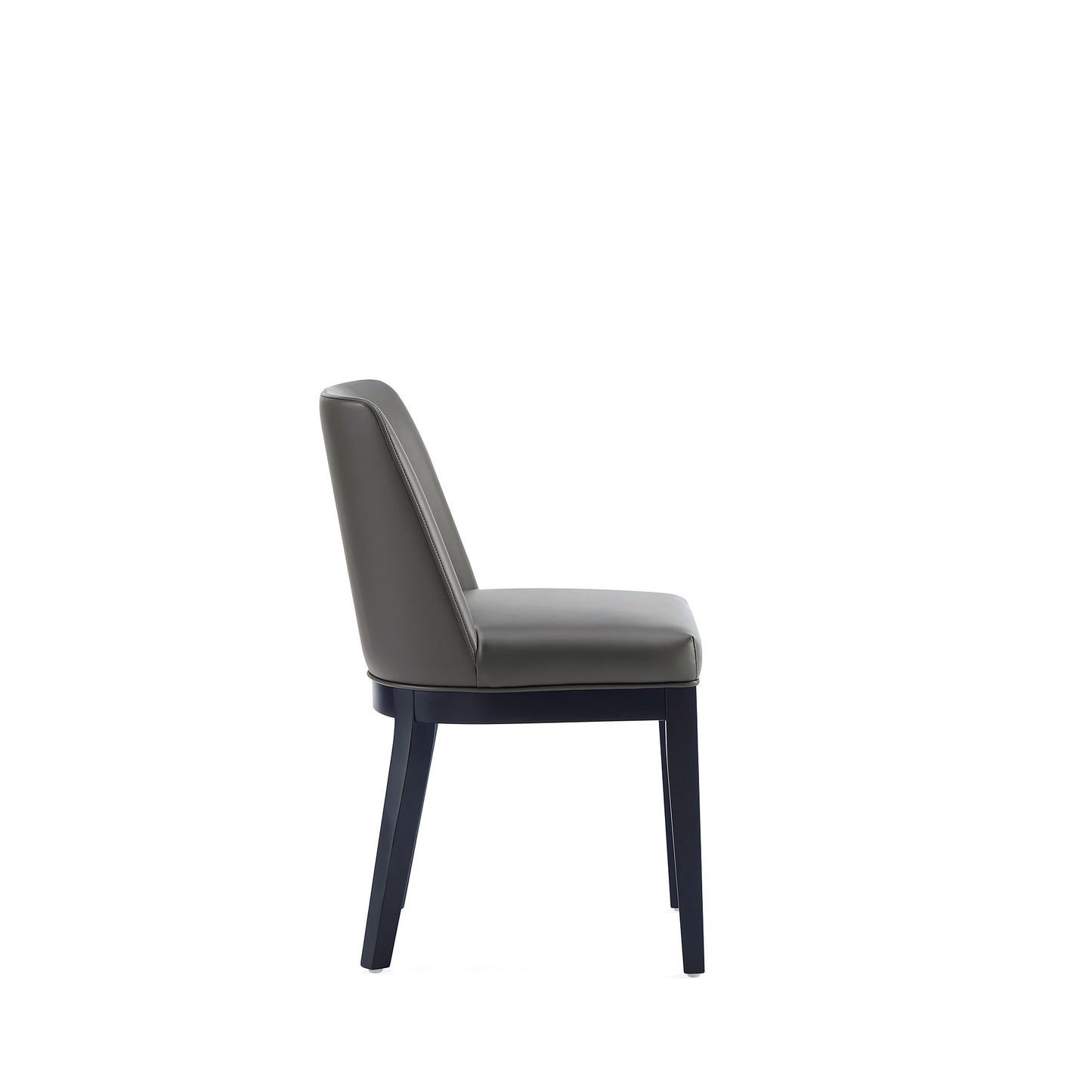 Gansevoort Modern Wood Vegan Leather Dining Chair in Graphite - Set of 2 DC051-PE