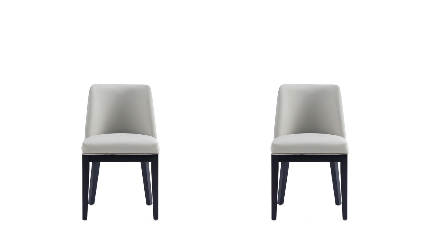 Gansevoort Modern Wood Vegan Leather Dining Chair in Stone Gray - Set of 2 DC051-ST