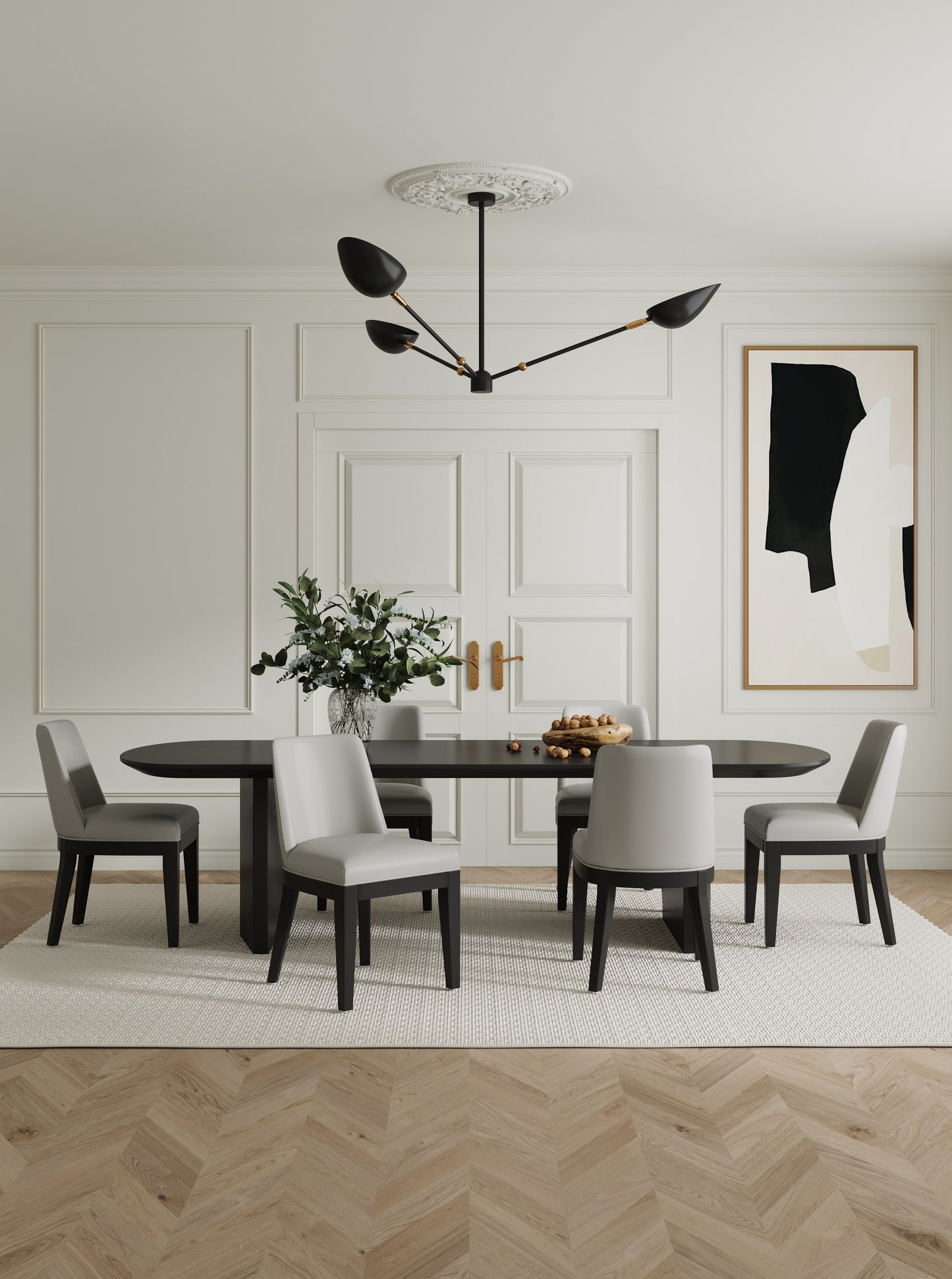 Gansevoort Modern Wood Vegan Leather Dining Chair in Stone Gray - Set of 2 DC051-ST