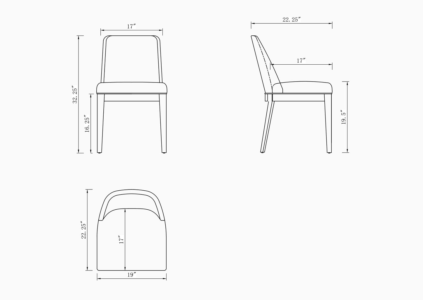 Gansevoort Modern Wood Vegan Leather Dining Chair in Stone Gray - Set of 2 DC051-ST