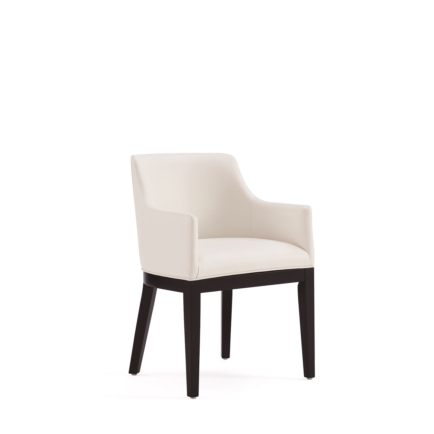 Gansevoort Modern Wood Vegan Leather Armchair in Ivory DC051AR-CR