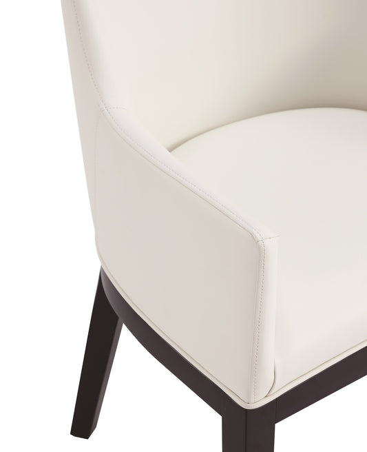 Gansevoort Modern Wood Vegan Leather Armchair in Ivory DC051AR-CR