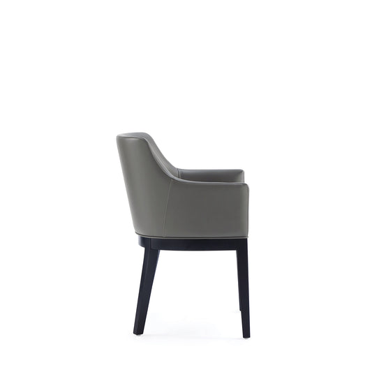 Manhattan Comfort Gansevoort Modern Faux Leather Dining Armchair in Pebble Grey DC051AR-PE