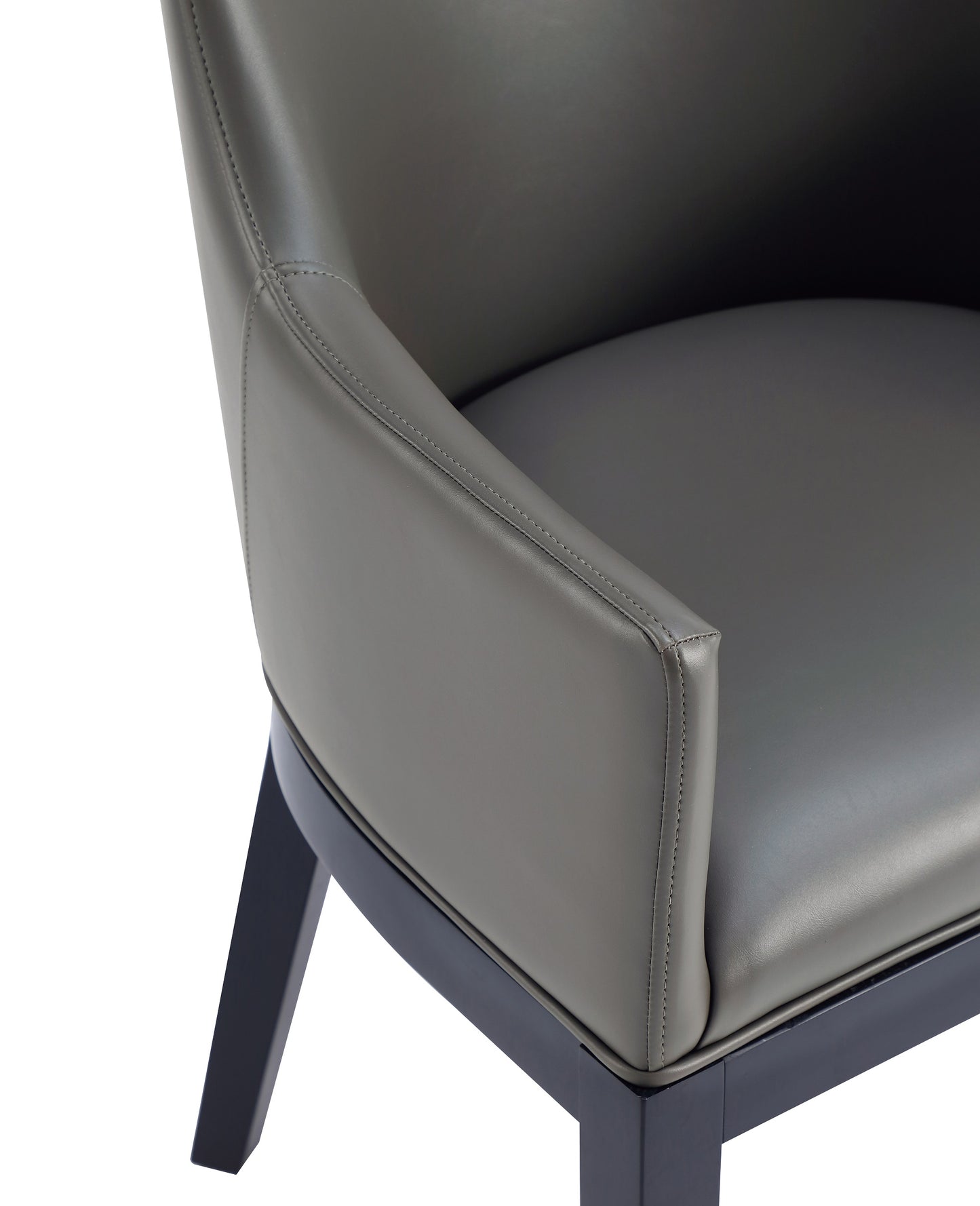 Manhattan Comfort Gansevoort Modern Faux Leather Dining Armchair in Pebble Grey DC051AR-PE