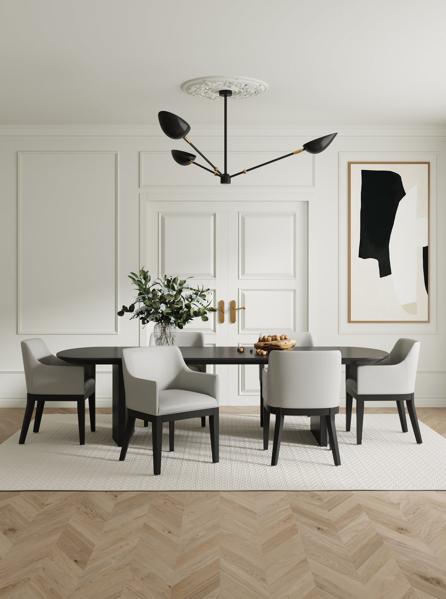 Manhattan Comfort Gansevoort Modern Faux Leather Dining Armchair in Stone Grey DC051AR-ST