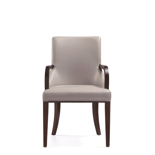 Manhattan Comfort Shubert Modern Faux Leather and Velvet Dining Armchair in Light Grey DC055AR-LG