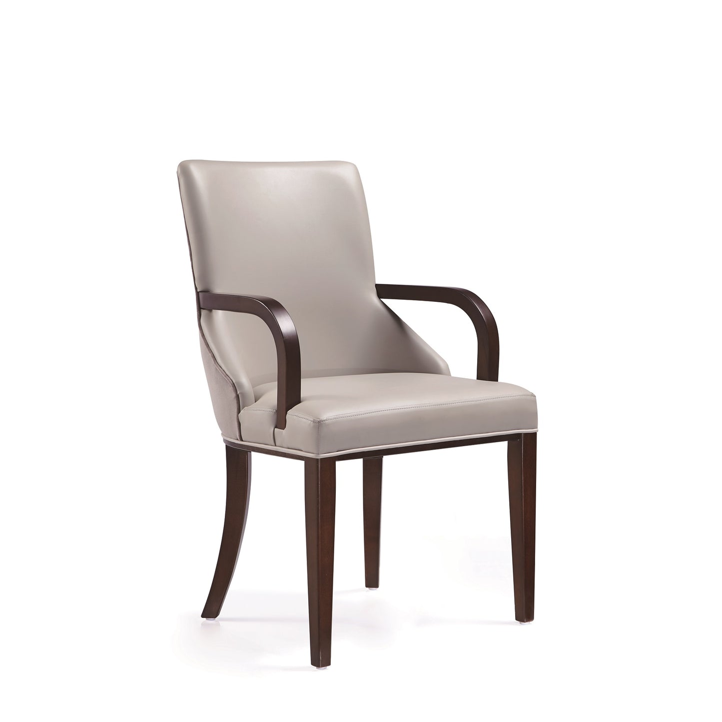 Manhattan Comfort Shubert Modern Faux Leather and Velvet Dining Armchair in Light Grey DC055AR-LG