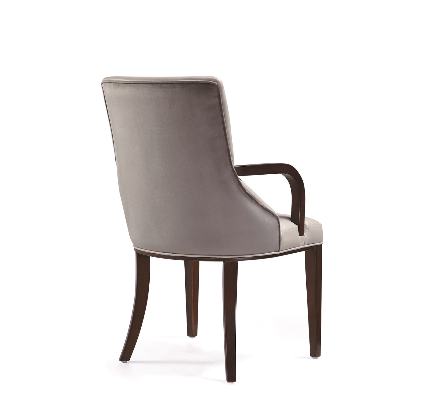 Manhattan Comfort Shubert Modern Faux Leather and Velvet Dining Armchair in Light Grey DC055AR-LG