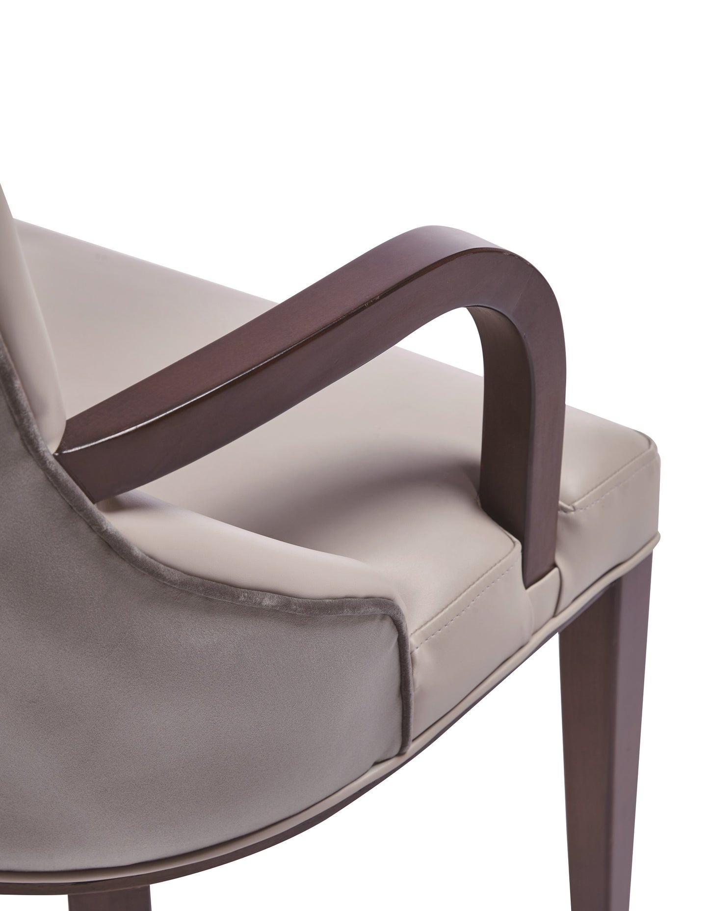 Manhattan Comfort Shubert Modern Faux Leather and Velvet Dining Armchair in Light Grey DC055AR-LG