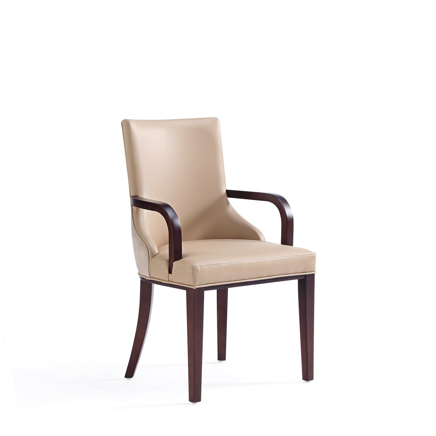 Manhattan Comfort Shubert Modern Faux Leather and Velvet Dining Armchair in Tan DC055AR-TN