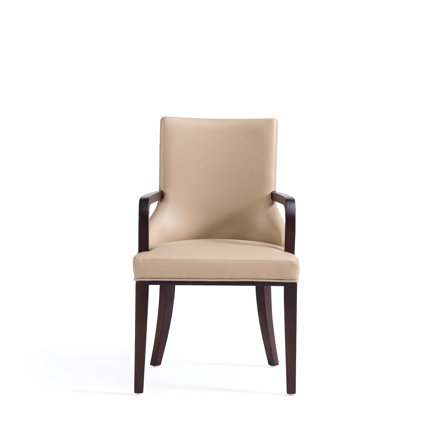 Manhattan Comfort Shubert Modern Faux Leather and Velvet Dining Armchair in Tan DC055AR-TN