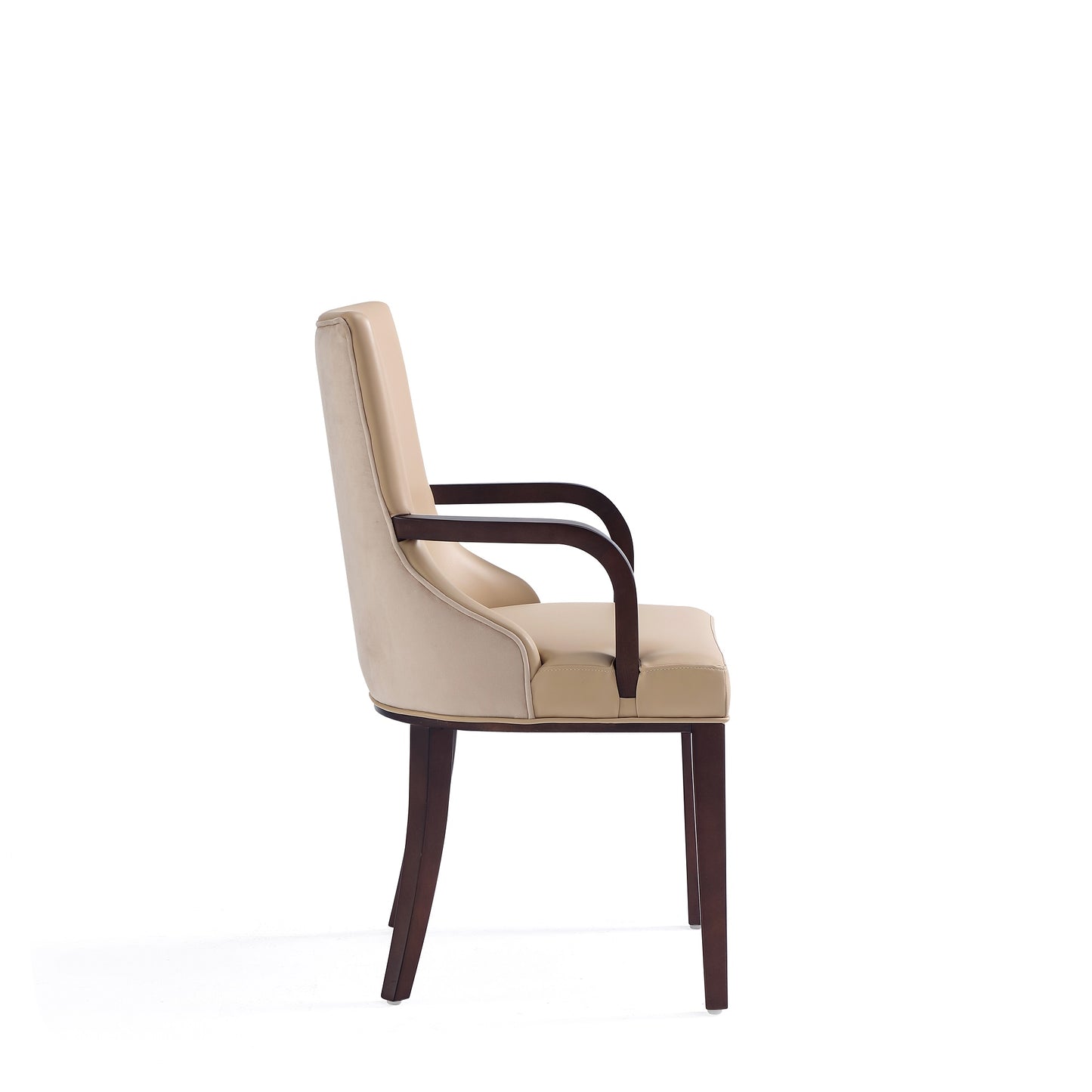 Manhattan Comfort Shubert Modern Faux Leather and Velvet Dining Armchair in Tan DC055AR-TN