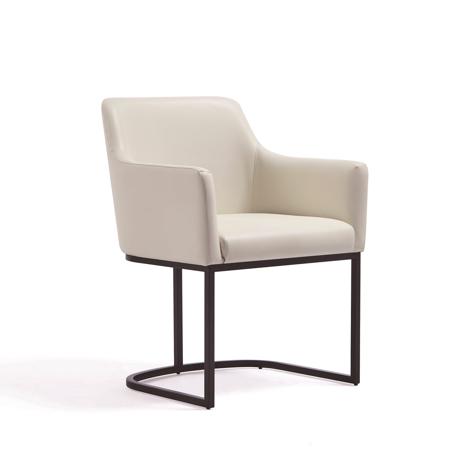 Manhattan Comfort Modern Serena Dining Armchair Upholstered in Leatherette with Steel Legs in Cream DC056AR-CR