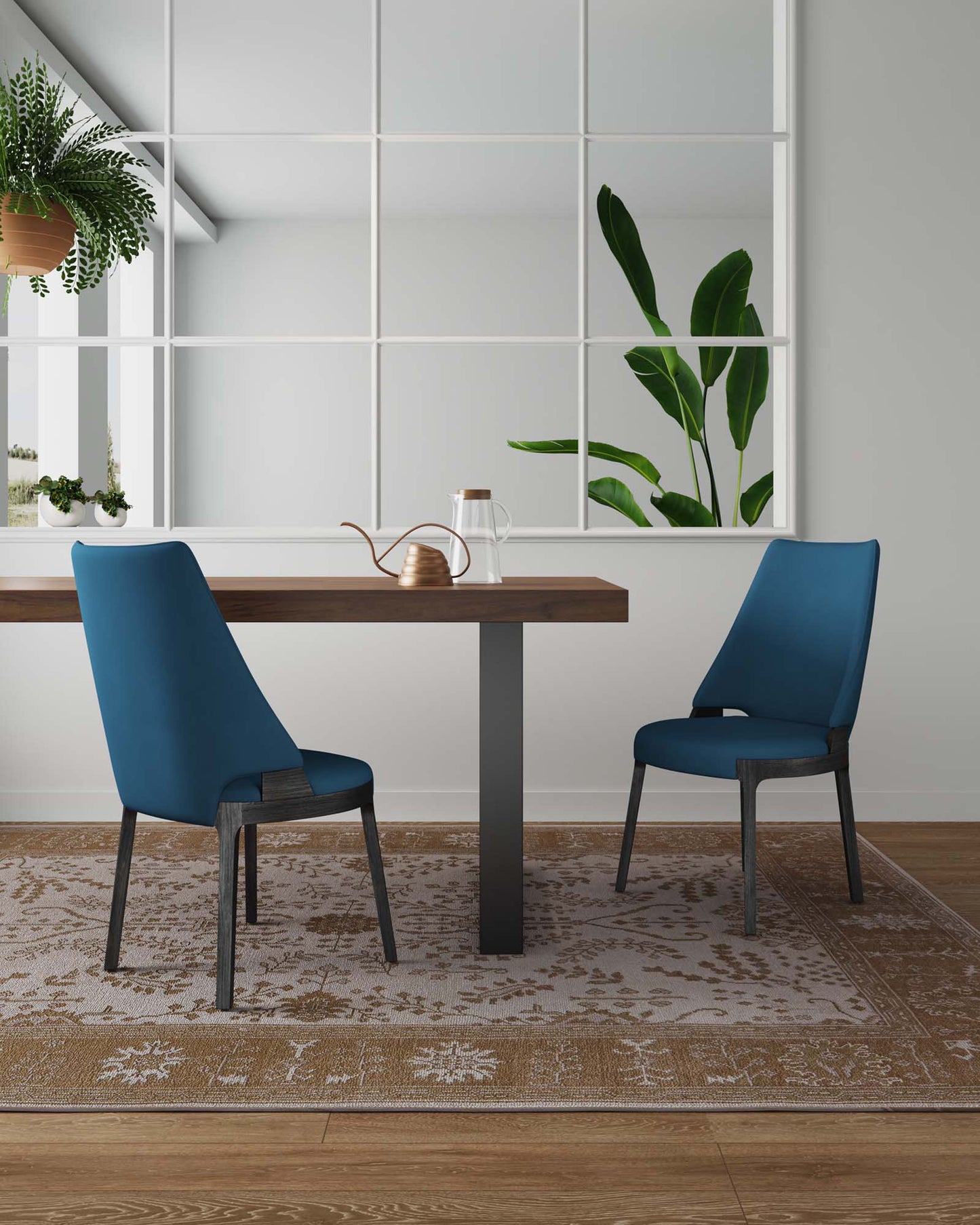 Kara Modern Wood Upholstered Dining Chair in Blue - Set of 2 DC057-BL