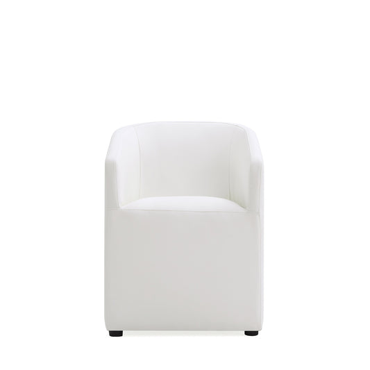 Anna Round Modern Vegan Leather Armchair in White DC059AR-CR