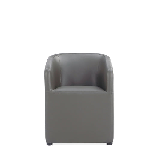 Anna Round Modern Vegan Leather Armchair in Graphite DC059AR-PE