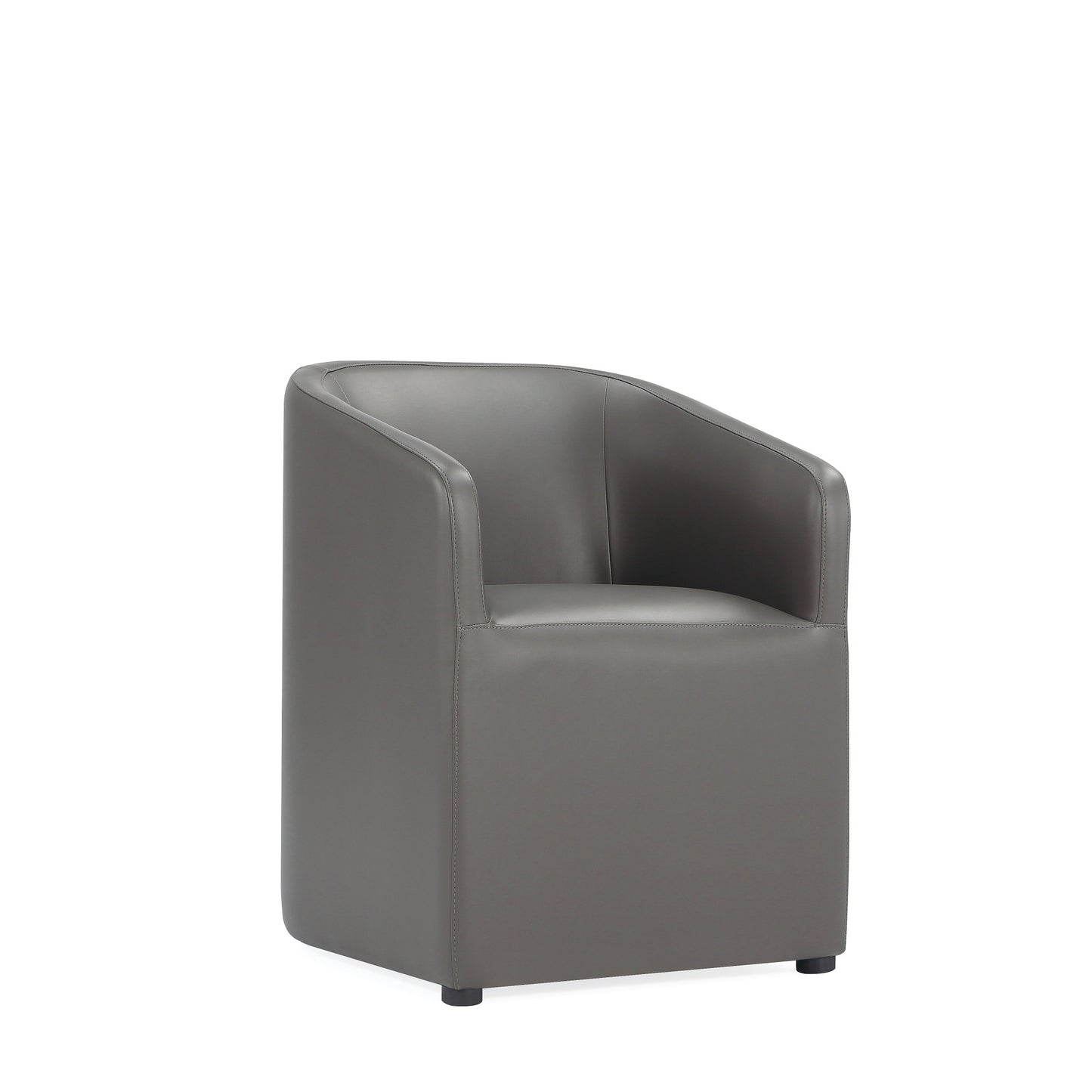 Anna Round Modern Vegan Leather Armchair in Graphite DC059AR-PE