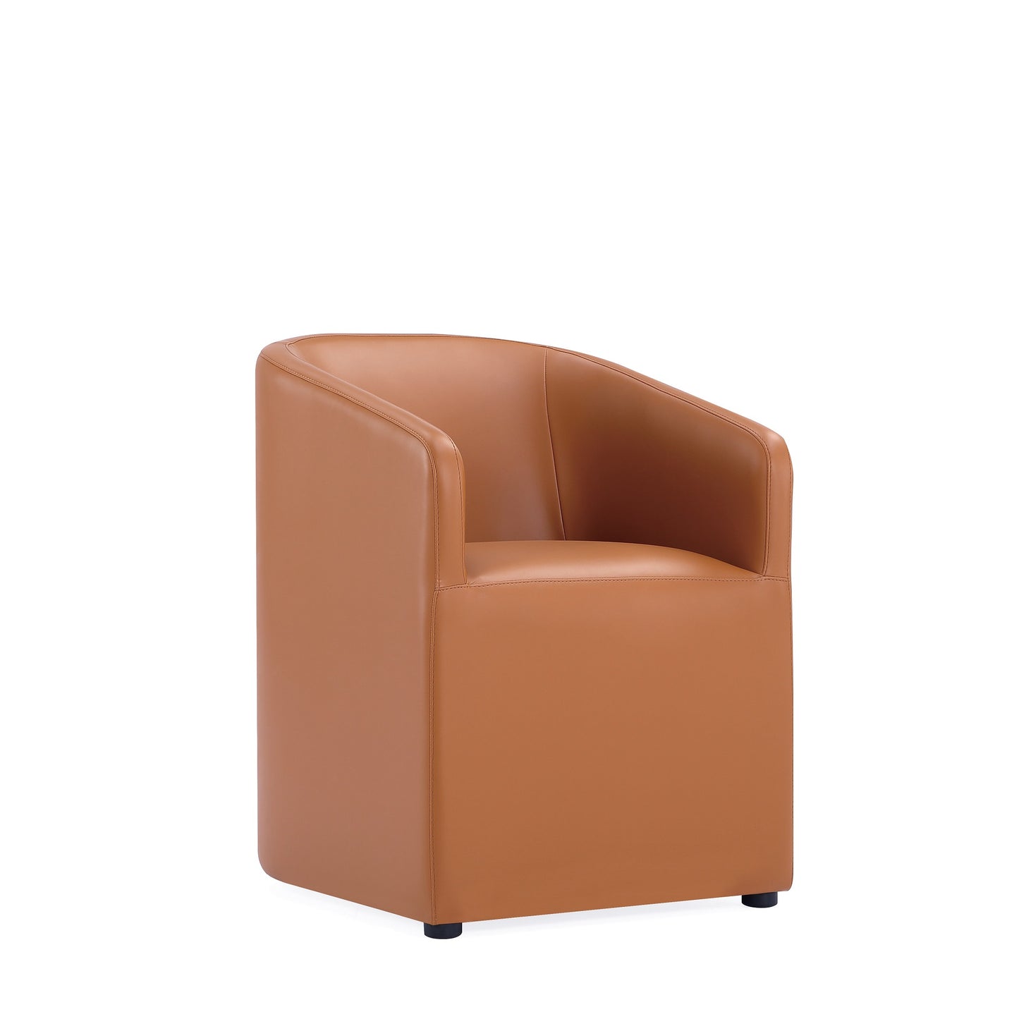 Manhattan Comfort Anna Modern Round Faux Leather Dining Armchair in Saddle DC059AR-SA