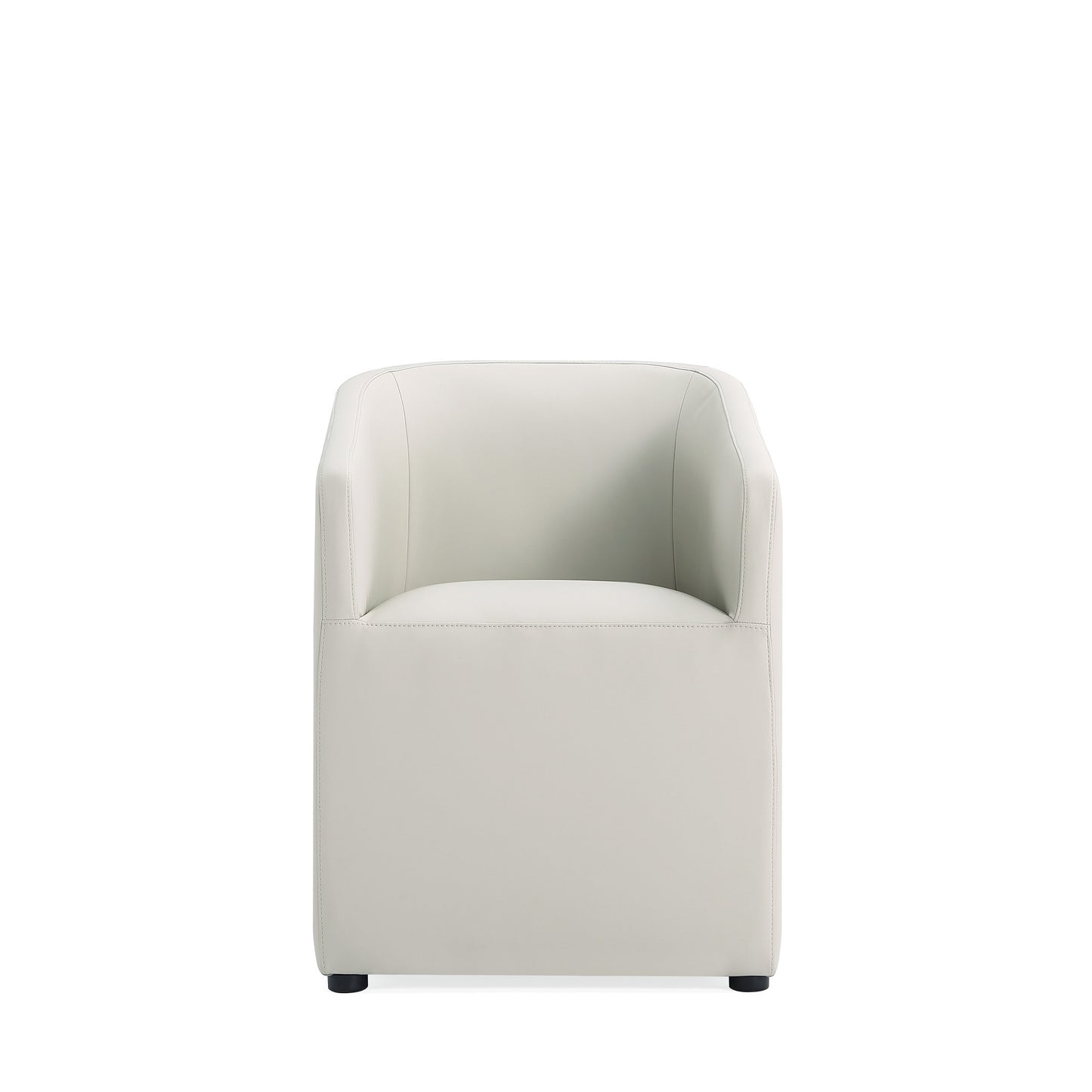 Manhattan Comfort Anna Modern Round Faux Leather Dining Armchair in Light Stone Grey DC059AR-ST