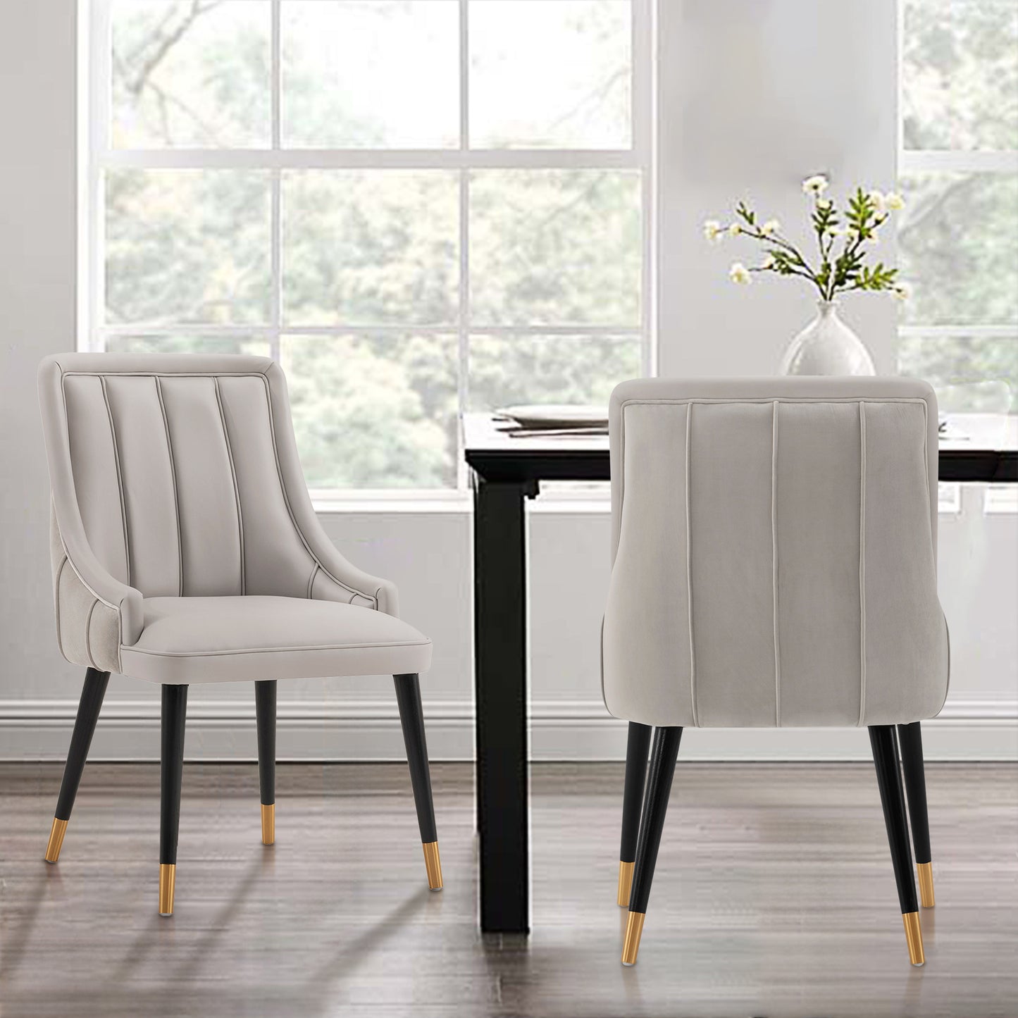 Eda Modern Wood Upholstered Dining Chair in Light Gray DC073-GY