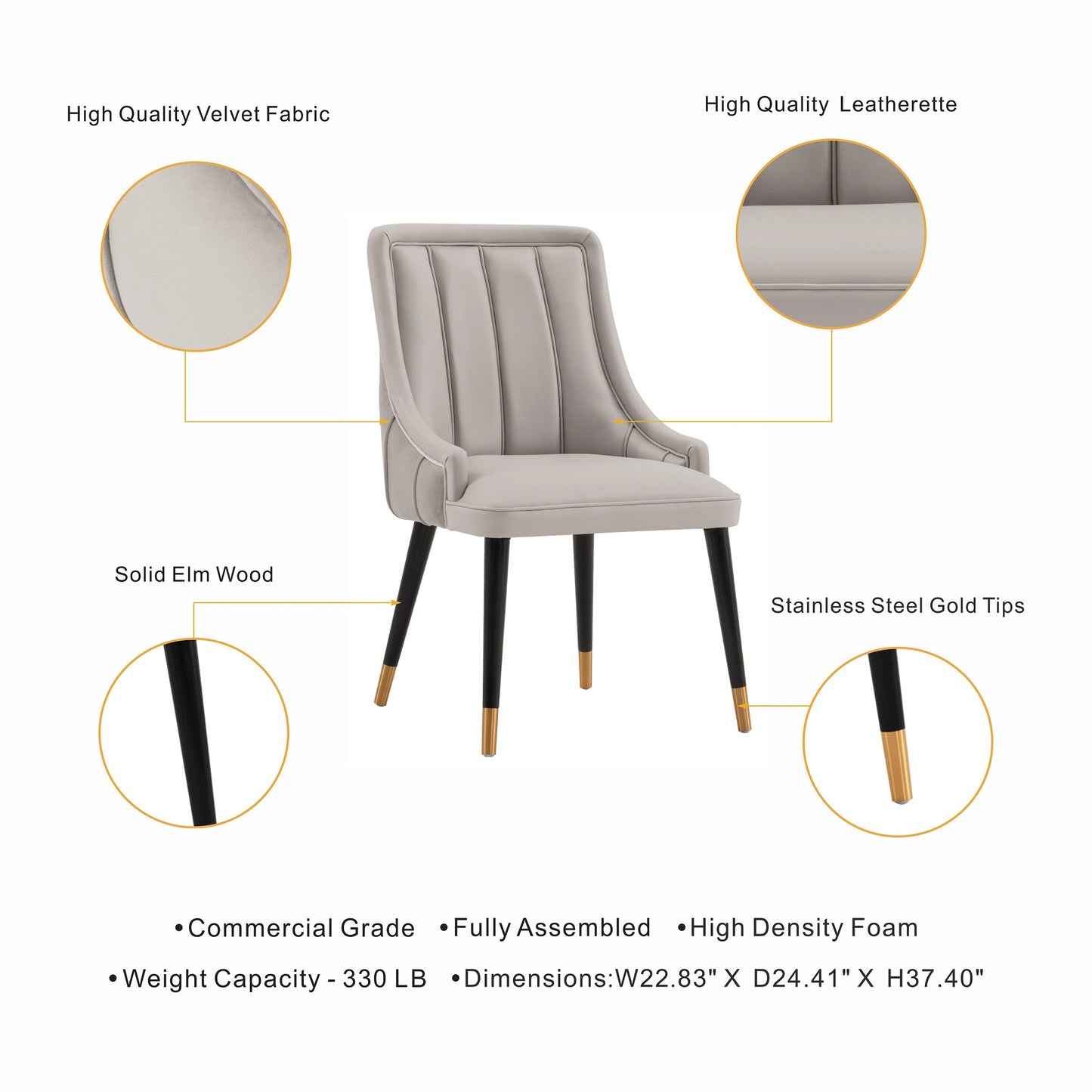 Eda Modern Wood Upholstered Dining Chair in Light Gray DC073-GY