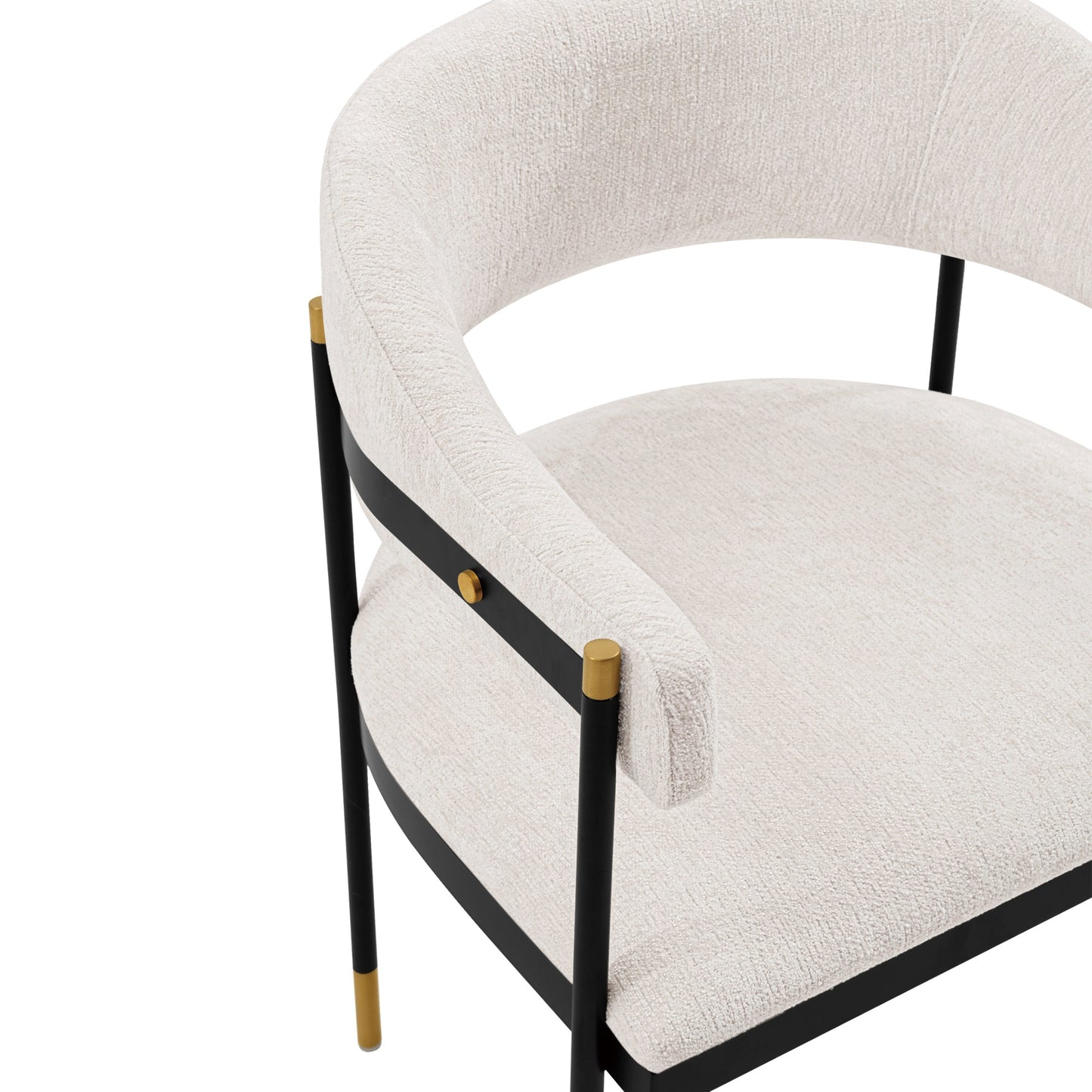 Lia Modern Metal Chenille Armchair in Cream DC074-CR