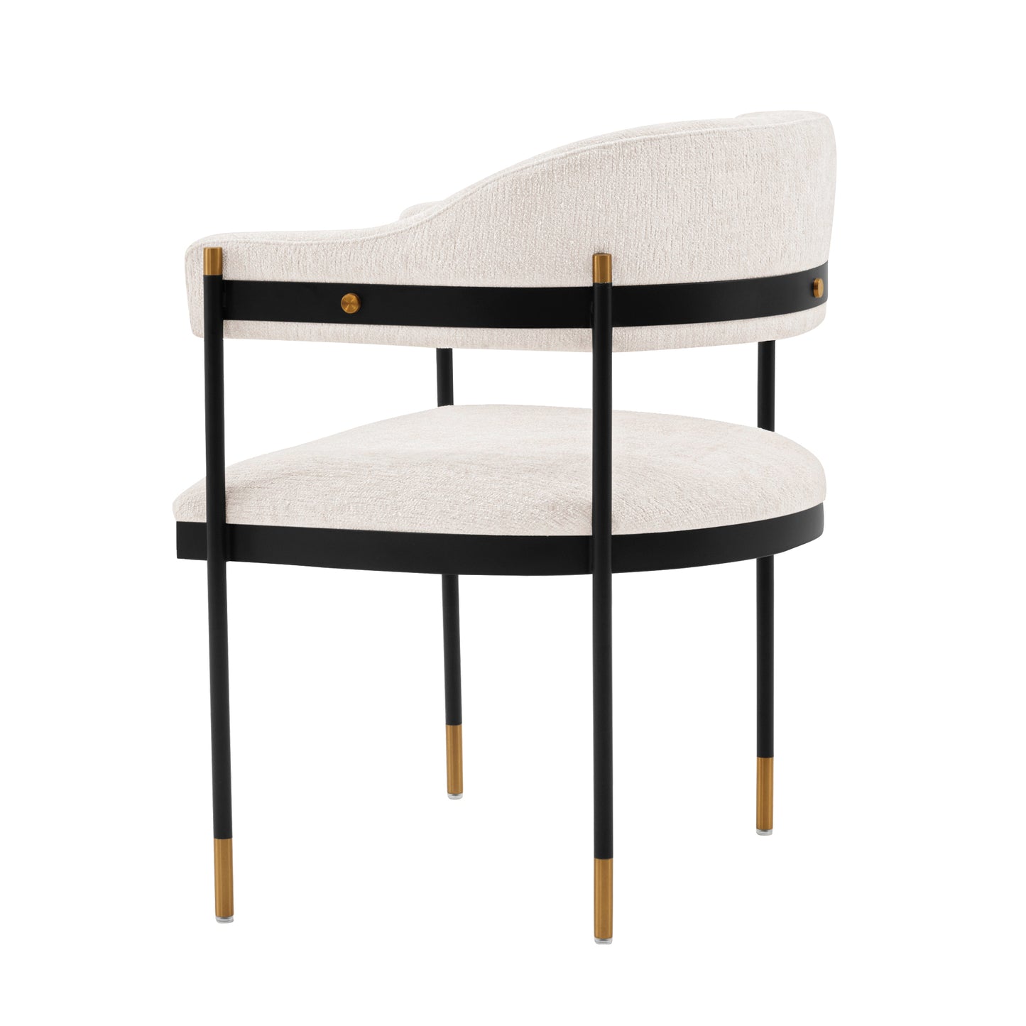 Lia Modern Metal Chenille Armchair in Cream DC074-CR
