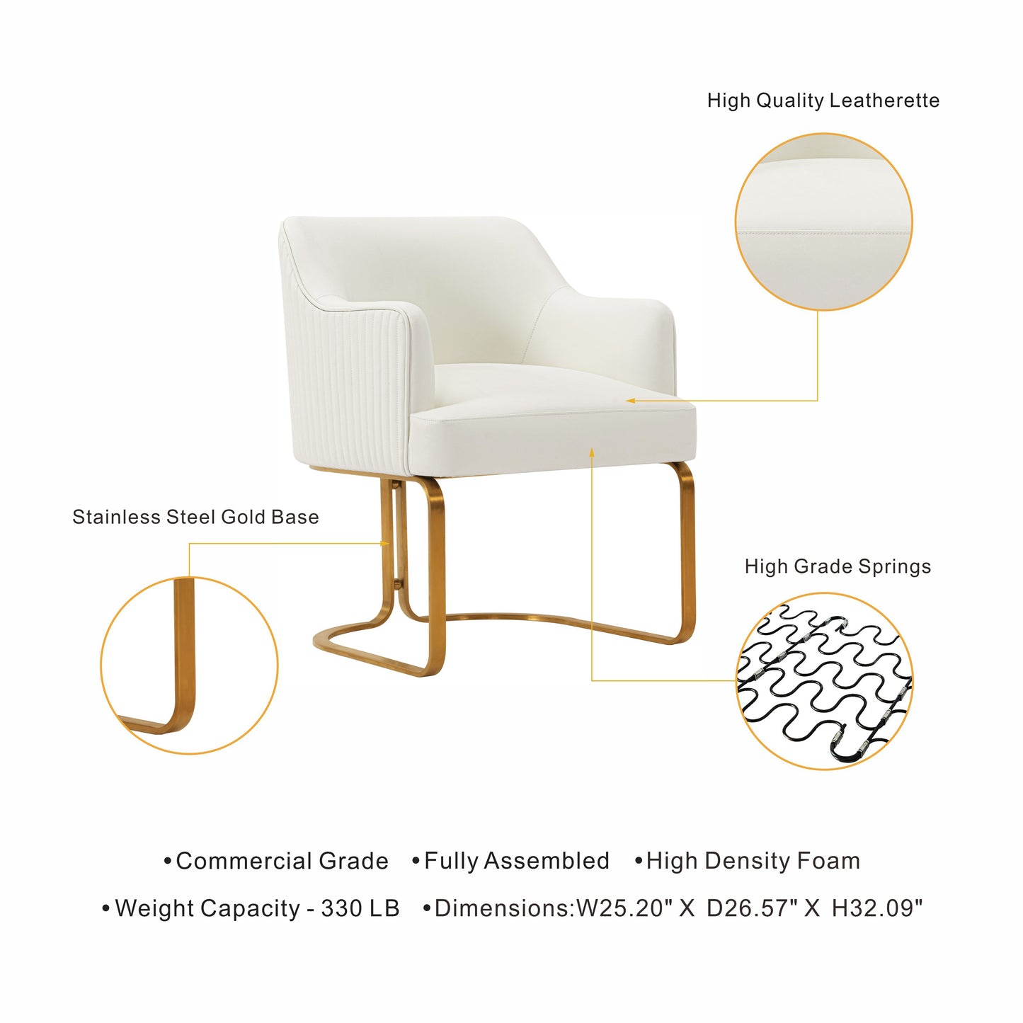 Raya Modern Wood Vegan Leather Dining Chair in Ivory DC078-CR