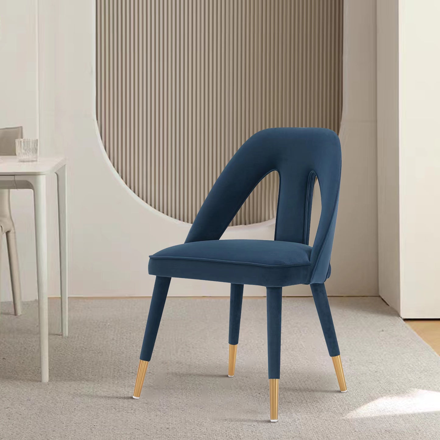 Neda Modern Upholstered Velvet Dining Chair in Midnight Blue DC081-MB