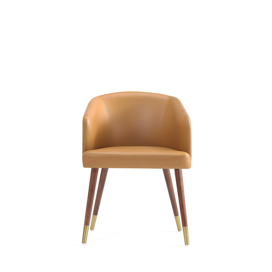 Reeva Modern Wood Vegan Leather Dining Chair in Camel DC082-CL