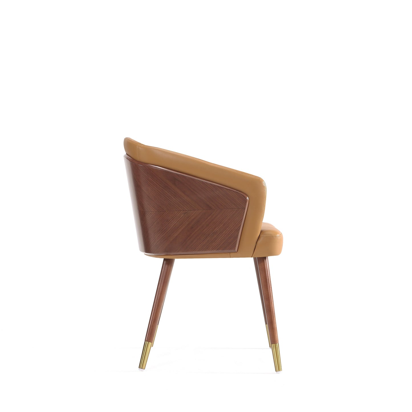 Reeva Modern Wood Vegan Leather Dining Chair in Camel DC082-CL