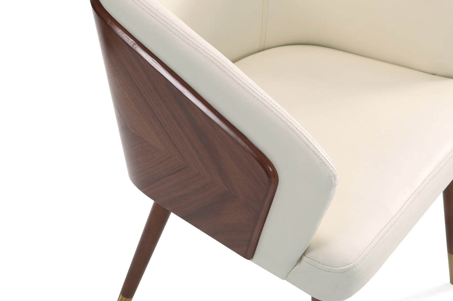 Reeva Modern Wood Vegan Leather Dining Chair in Cream DC082-CR