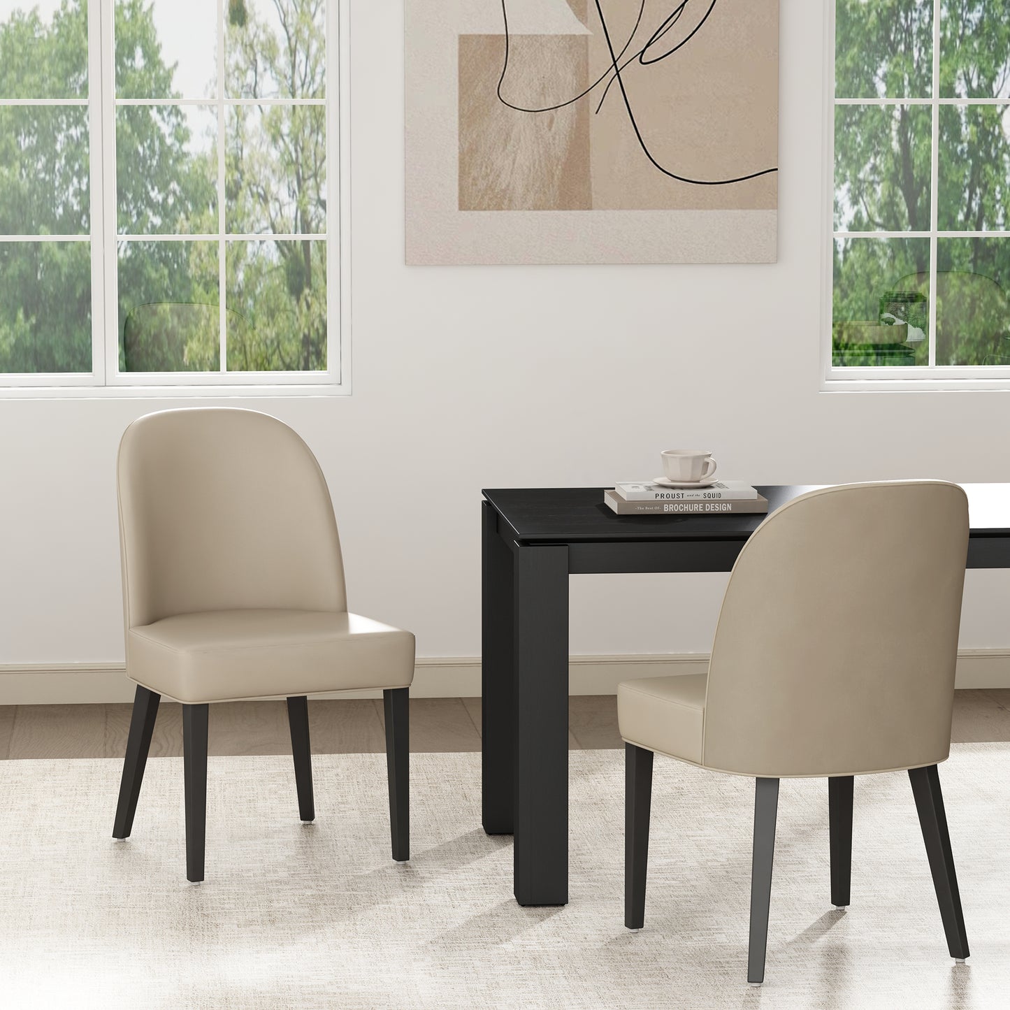 Hillman Modern Wood Upholstered Dining Chair in Sand - Set of 2 DC087-SD