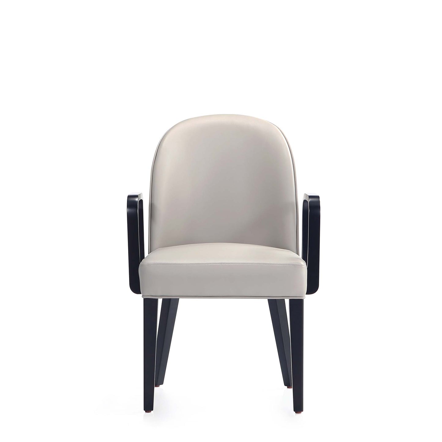 Manhattan Comfort Hillman Modern Leatherette and Velvet Upholstered Dining Arm Chair in Light Grey DC087AR-LG