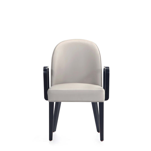 Manhattan Comfort Hillman Modern Leatherette and Velvet Upholstered Dining Arm Chair in Light Grey DC087AR-LG