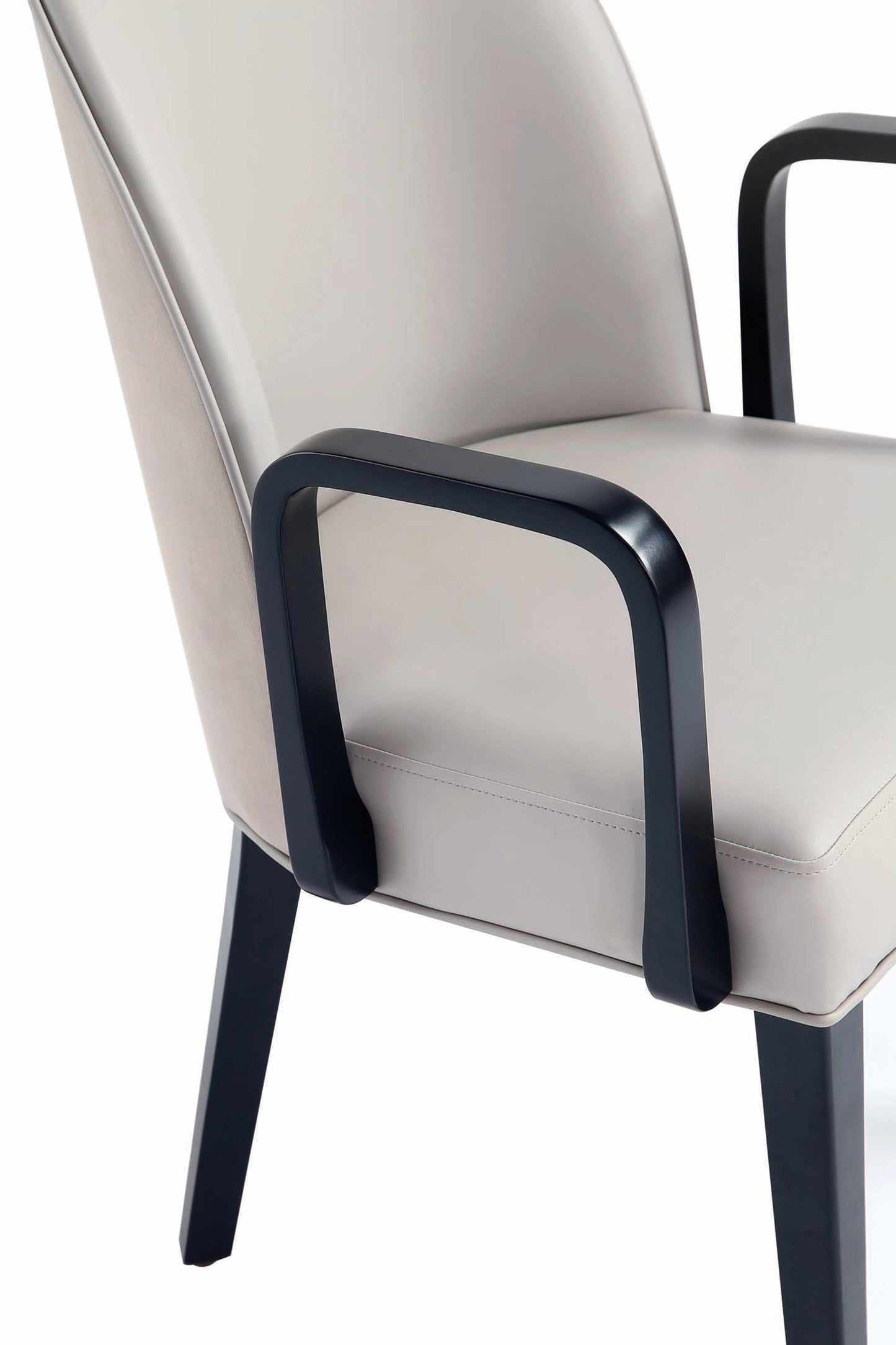 Manhattan Comfort Hillman Modern Leatherette and Velvet Upholstered Dining Arm Chair in Light Grey DC087AR-LG