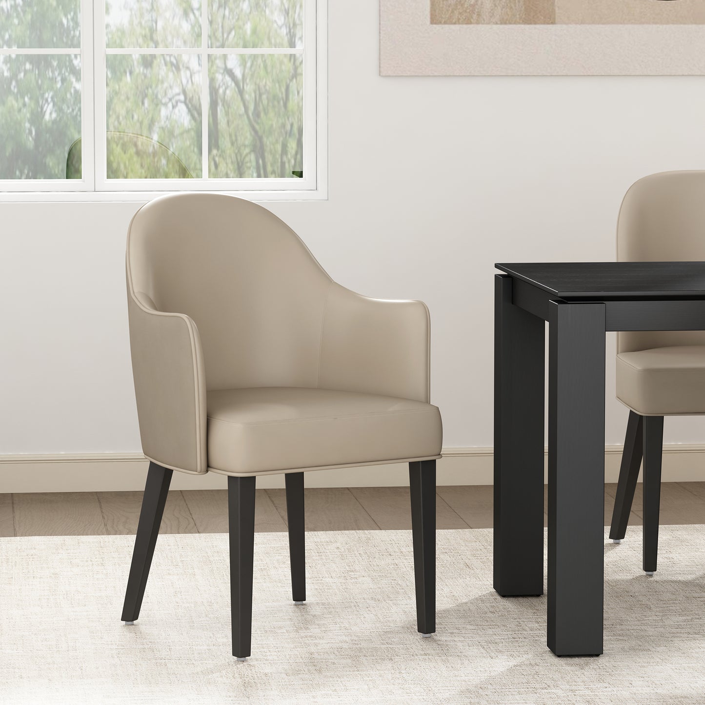 Hillman Modern Wood Vegan Leather and Velvet Armchair in Sand DC087AR2-SD