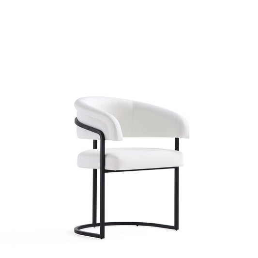 Augusta Modern Metal Vegan Leather Dining Chair in White DC094-WH