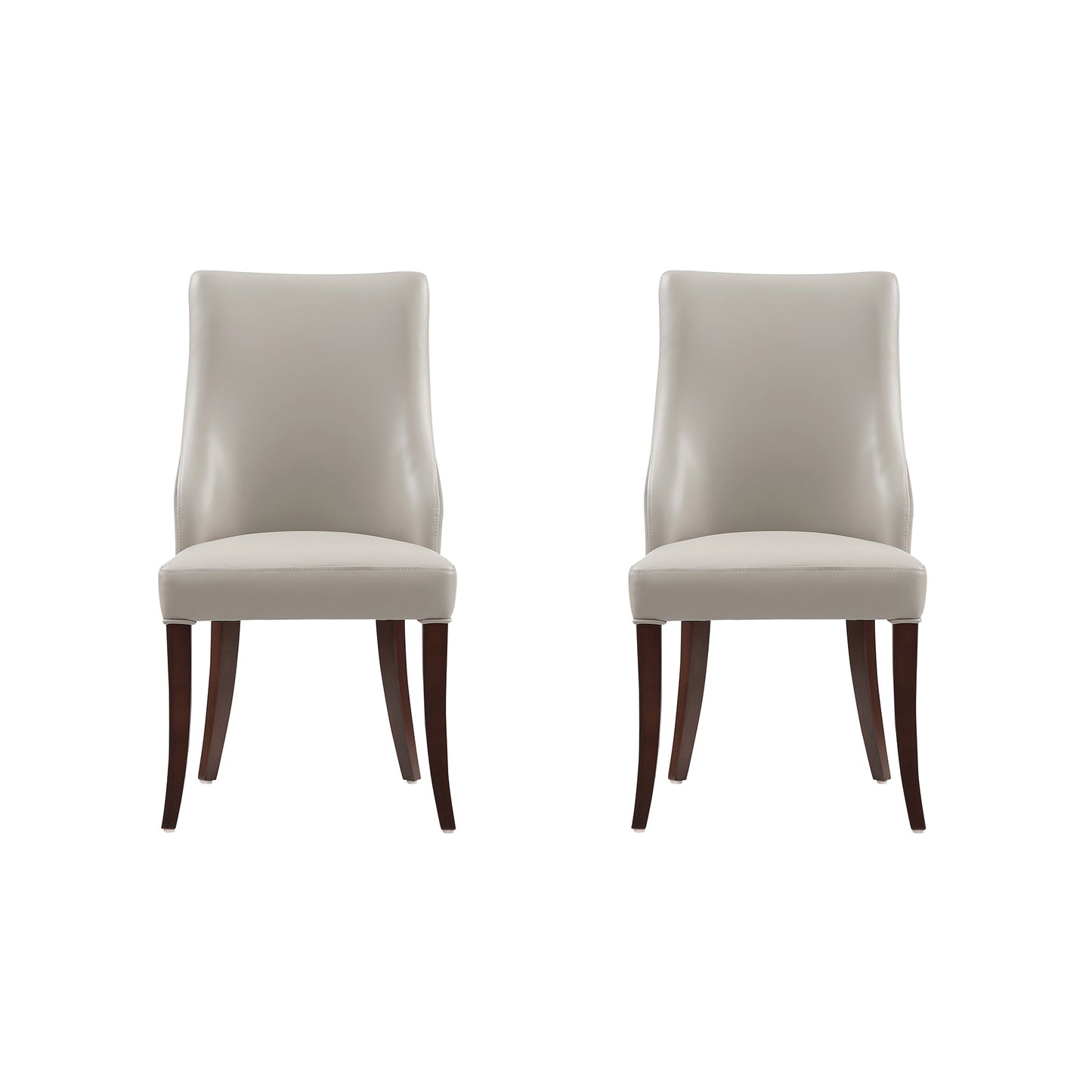 Connie Modern Wood Vegan Leather and Velvet Dining Chair in Light Gray - Set of 2 DC095-LG