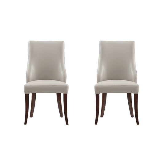 Connie Modern Wood Vegan Leather and Velvet Dining Chair in Light Gray - Set of 2 DC095-LG
