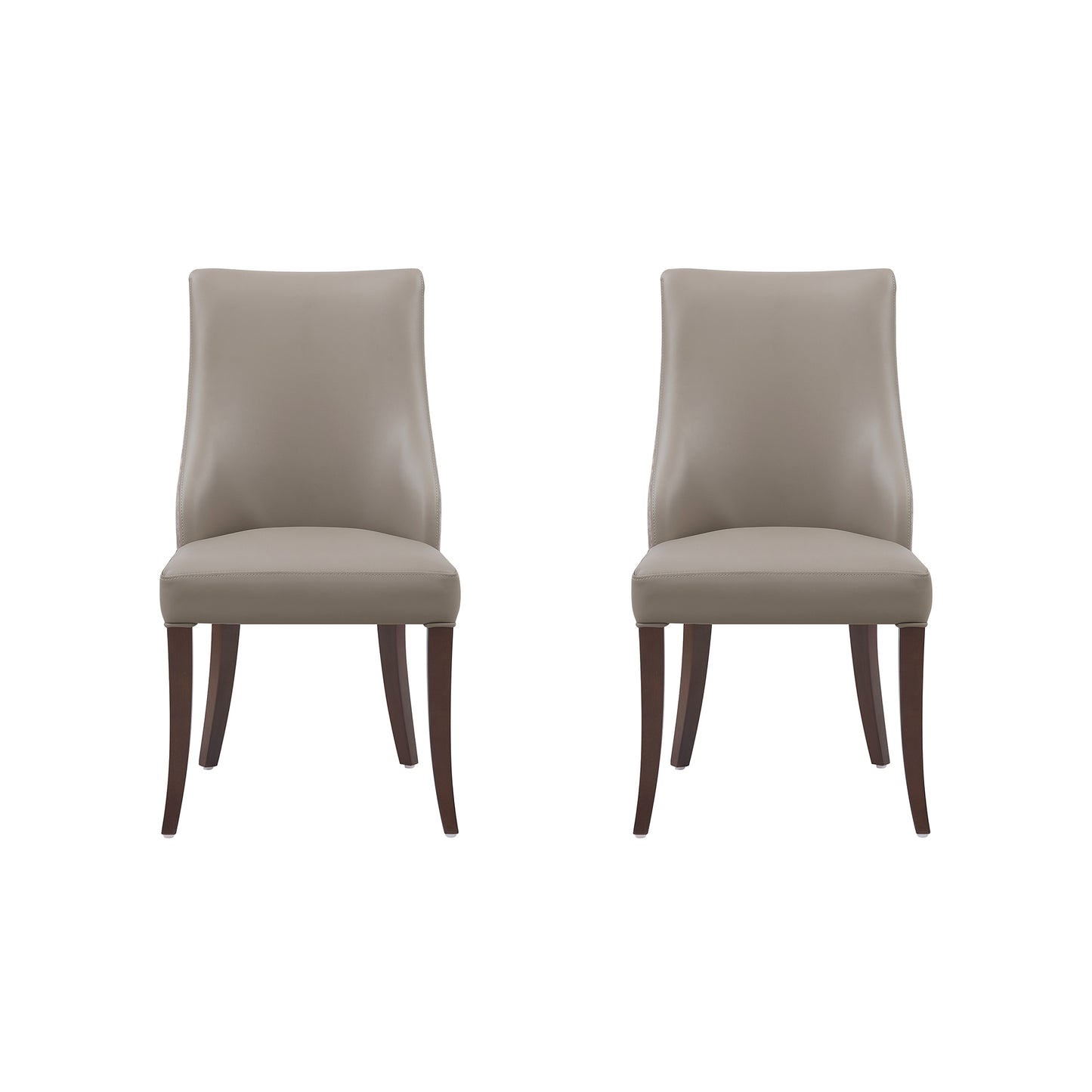 Connie Modern Wood Vegan Leather and Velvet Dining Chair in Taupe - Set of 2 DC095-TP