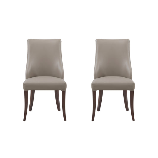 Connie Modern Wood Vegan Leather and Velvet Dining Chair in Taupe - Set of 2 DC095-TP