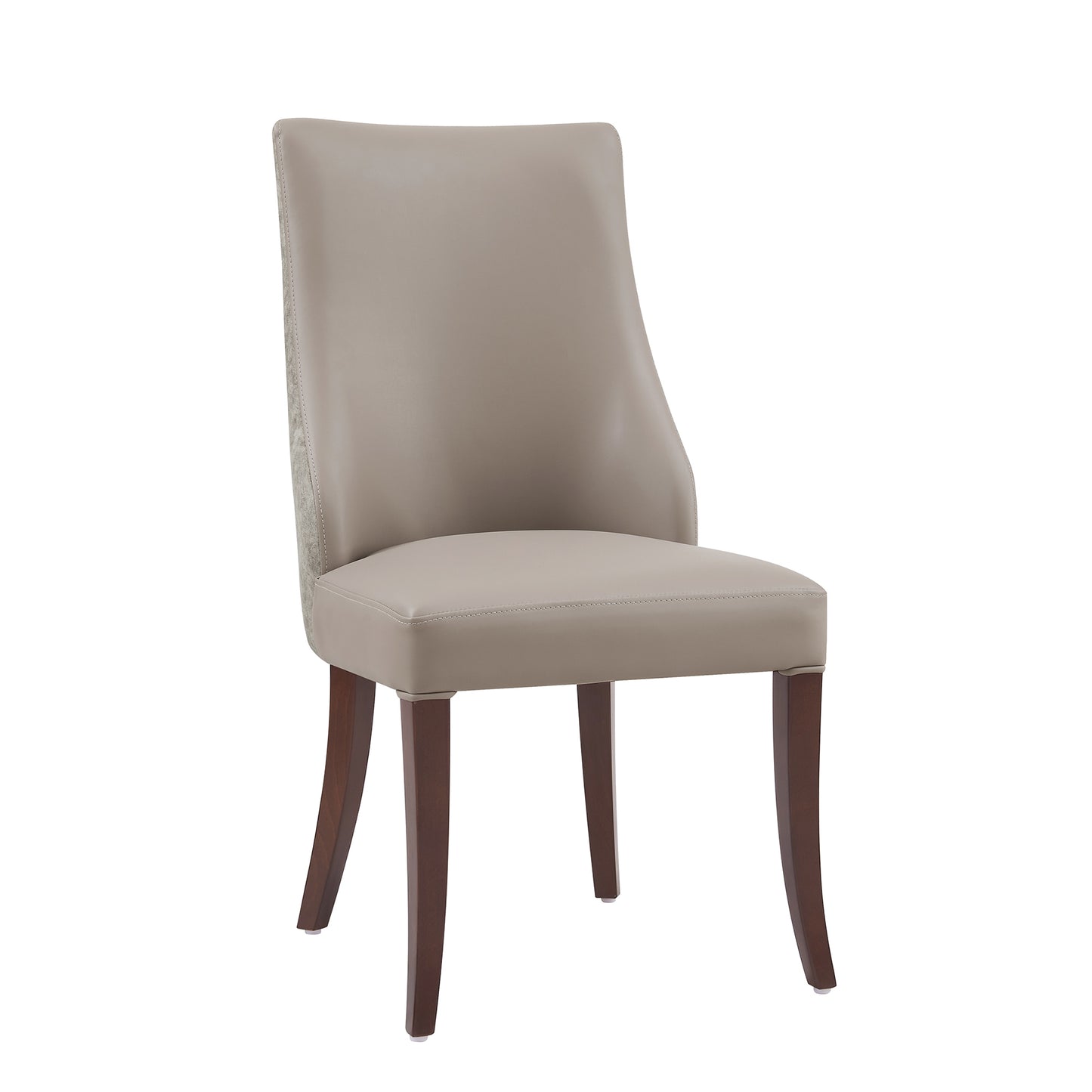 Connie Modern Wood Vegan Leather and Velvet Dining Chair in Taupe - Set of 2 DC095-TP