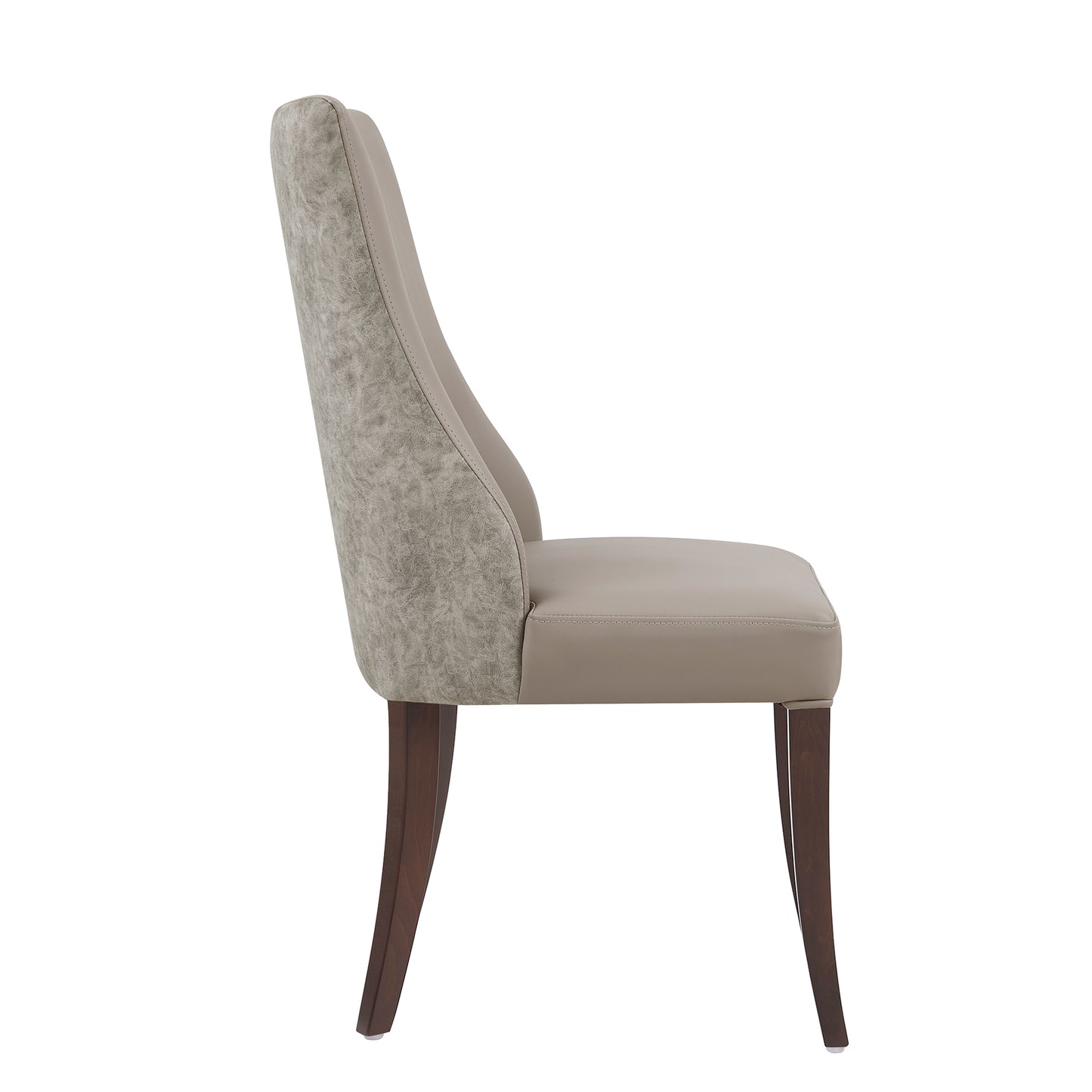 Connie Modern Wood Vegan Leather and Velvet Dining Chair in Taupe - Set of 2 DC095-TP