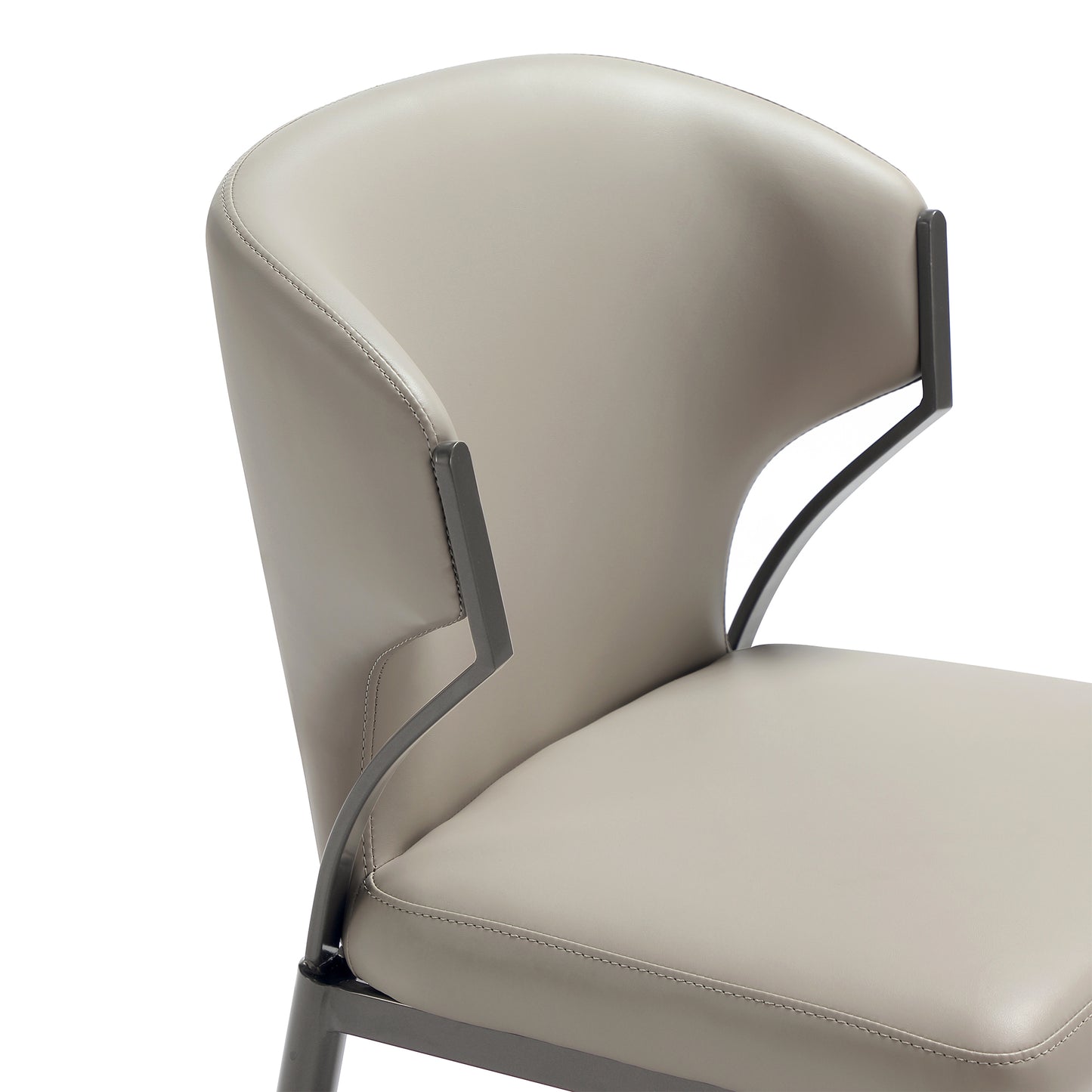 Kirsten Modern Metal Vegan Leather Dining Chair in Light Gray - Set of 2 DC098-LG